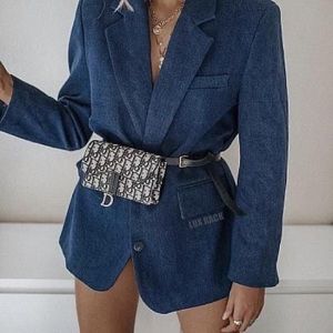 Dior Saddle Oblique Navy Belt Bag